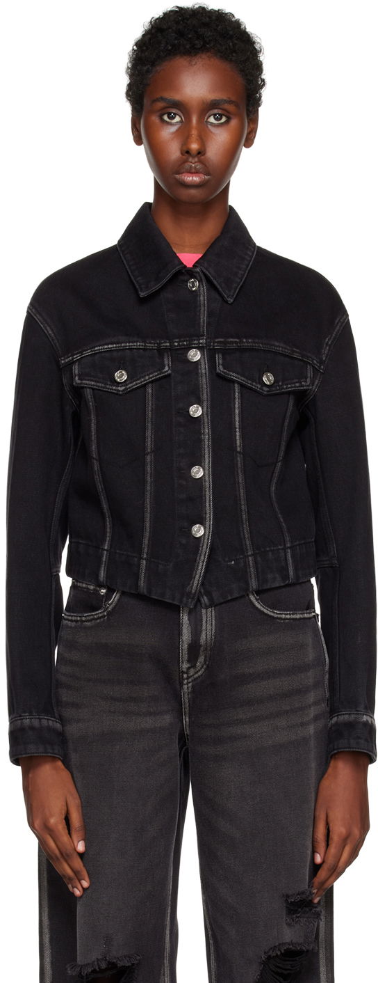 Jakna We11done We11done V-Line Denim Jacket Crna | WD-DJ3-22-330-W-BK