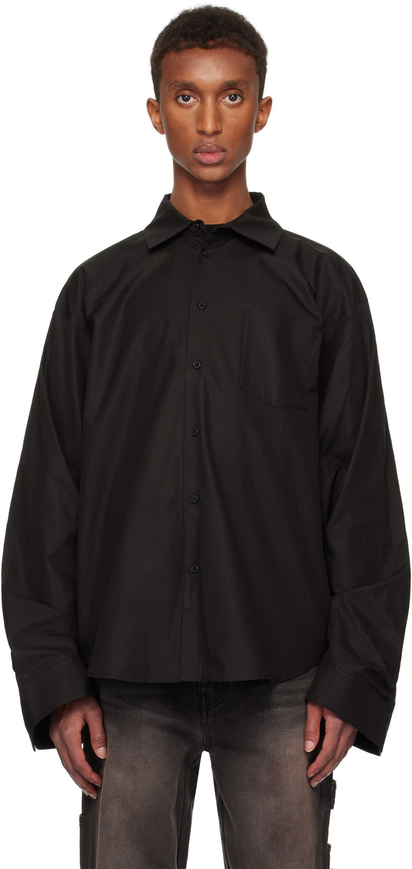 Košulja We11done We11done Twisted Sleeve Shirt Crna | WD-SH3-24-110-U-BK