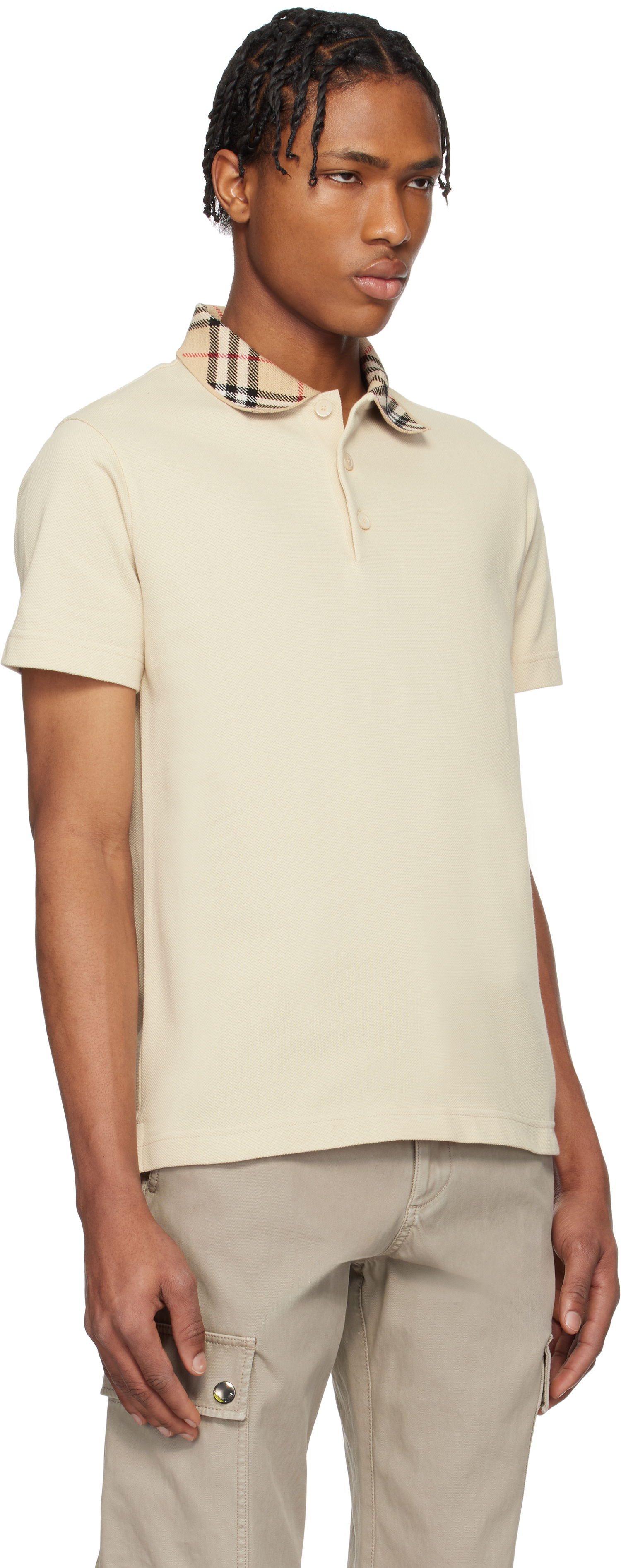 Polo majica Burberry Burberry Check Collar Cotton Polo Bež | 8103864, 1