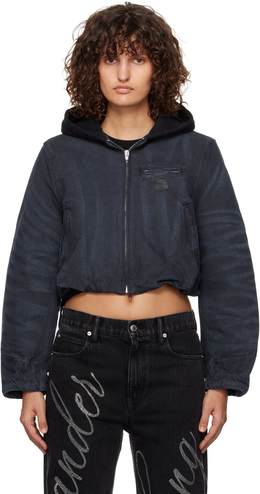 Jakna Alexander Wang Padded Cropped Hooded Jacket Plava | 4WC4242095