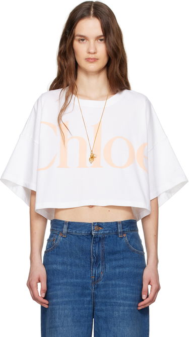 Crop top CHLOÉ Chloe Oversized Cropped Logo T-Shirt Bijela | CH25UJH09183, 0