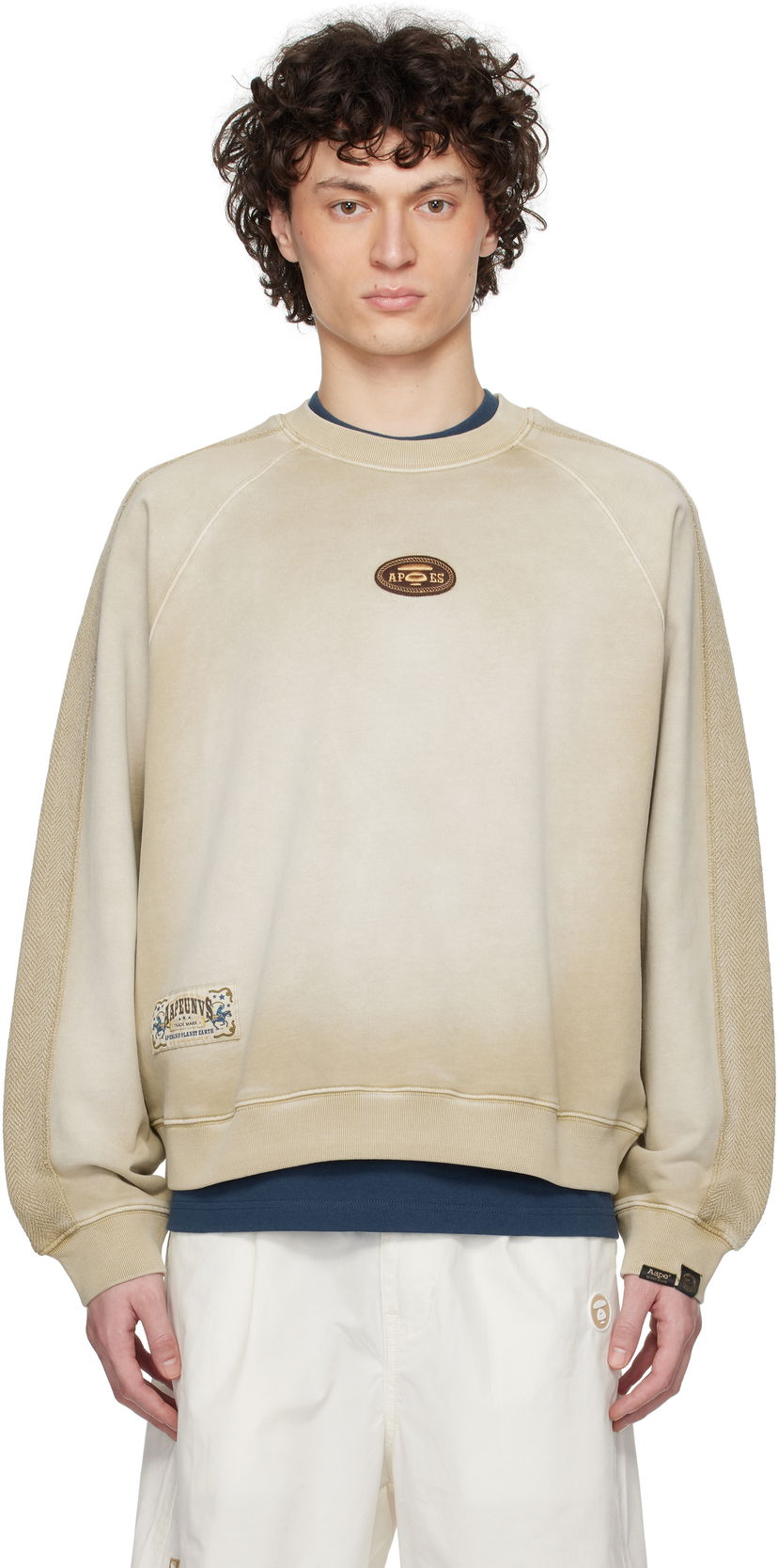 Džemper AAPE by A Bathing Ape AAPE by A Bathing Ape Main Crewneck Sweatshirt Bež | AAPSWMC320XXNBGX