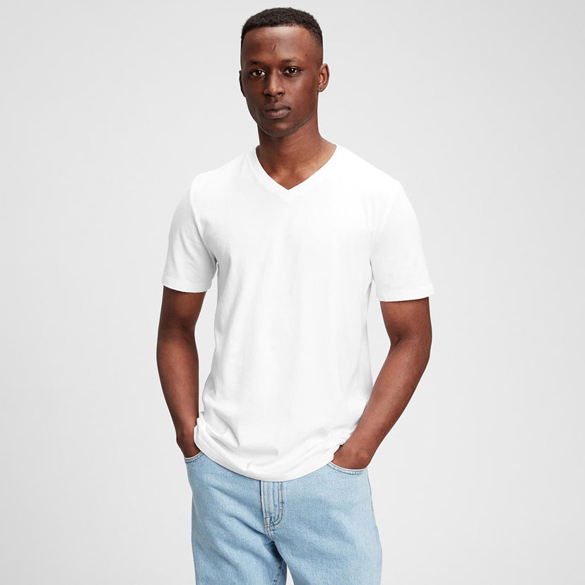 Majica kratkih rukava GAP T-shirt Classic Vneck Tee Optic White XS Bijela | 440768-02
