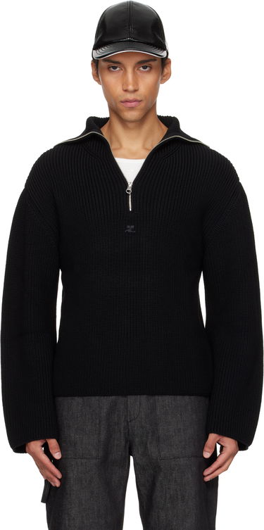 Džemper Courrèges Courrèges Ribbed Wool Trucker Sweater Crna | 325MPU243FI0036, 0