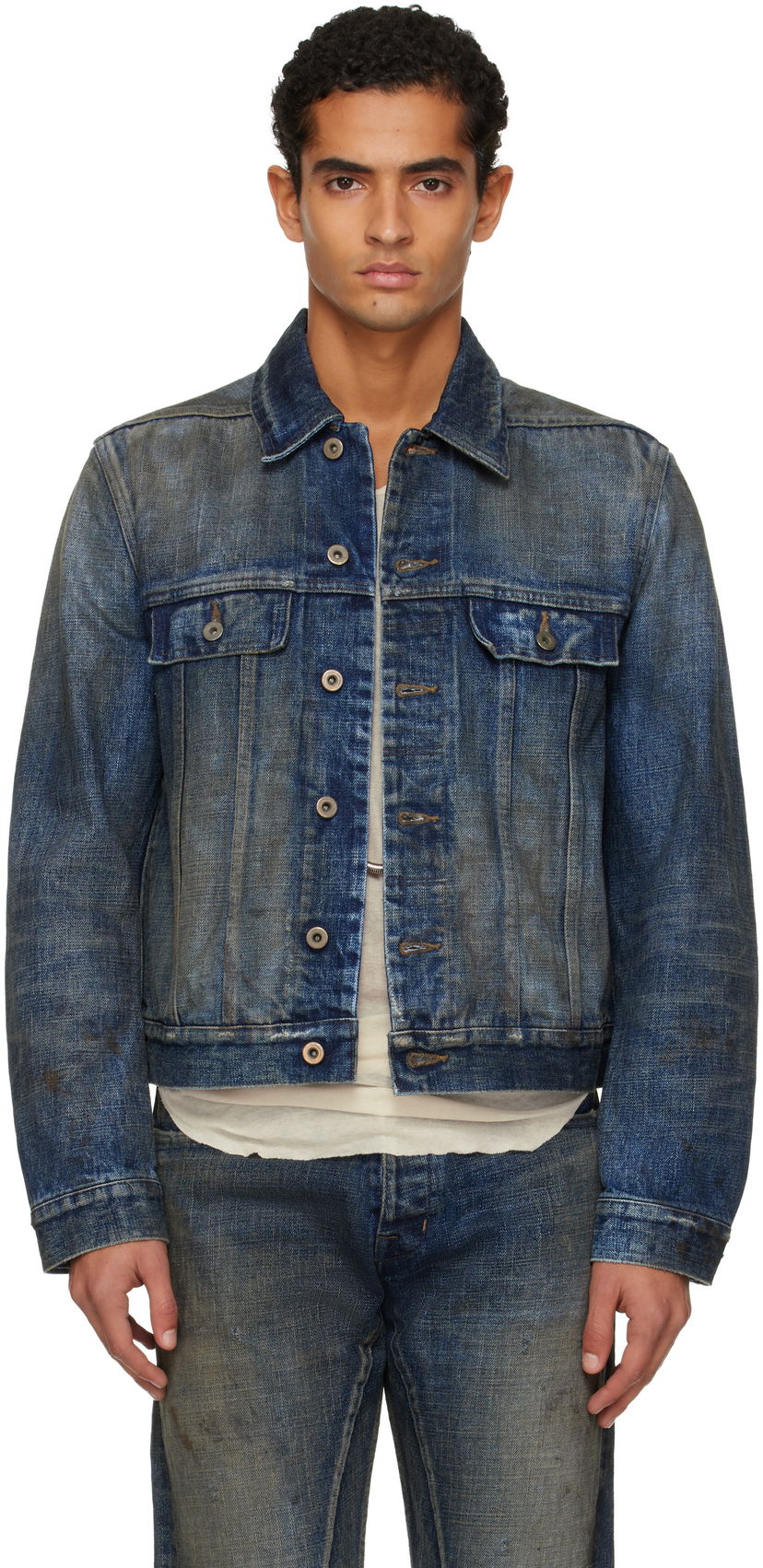 Jakna Rick Owens Concordians Trucker Denim Jacket Plava | DL02E2788 HVWJP