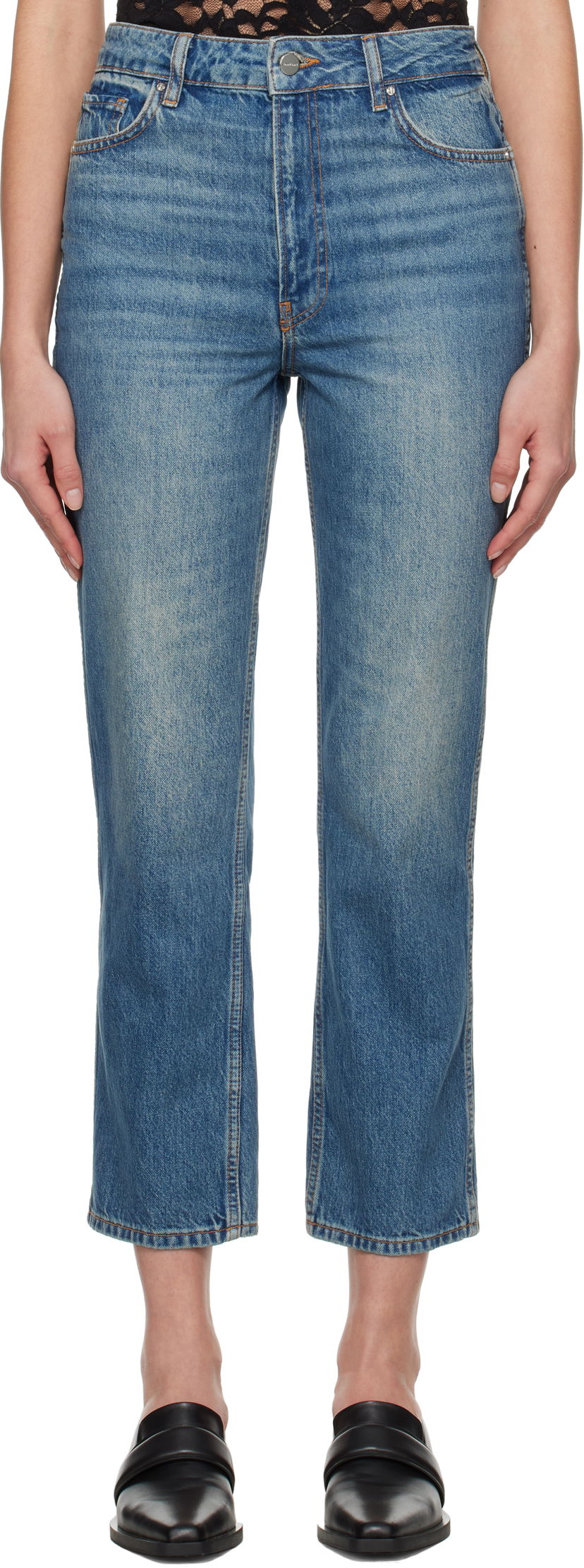 Jeans Anine Bing Anine Bing Vin Straight Leg Jeans Plava | A-06-10394-WHD26