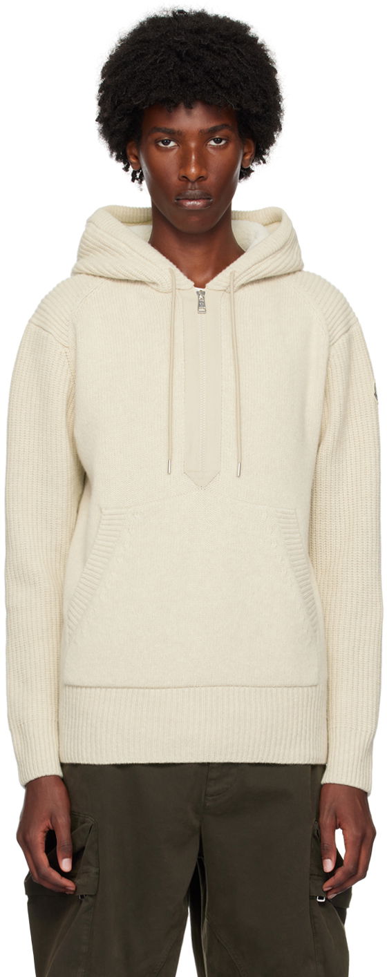 Dukserice Moncler Off-White Wool & Cashmere Hoodie Bež | J20919G00003M4281