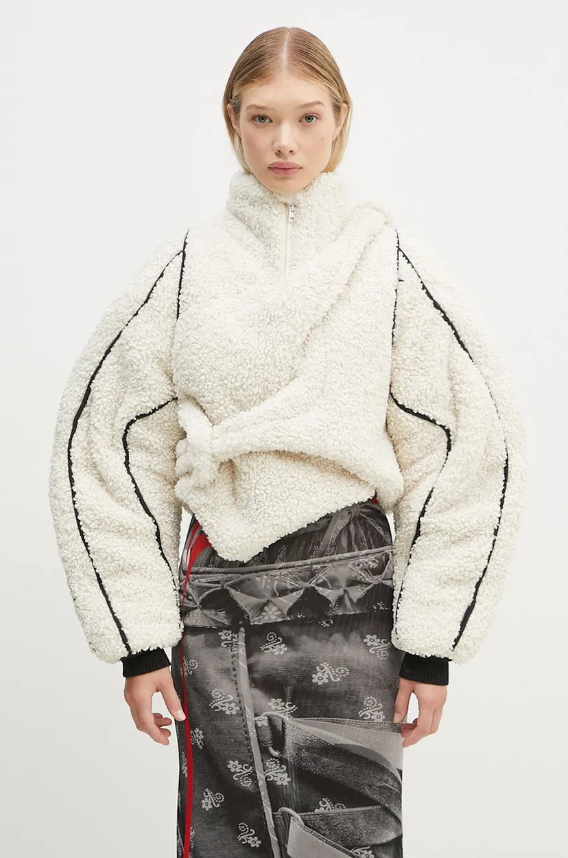 Dukserice Ottolinger Ottolinger Asymmetrical Teddy Jacket Bijela | 1090603121