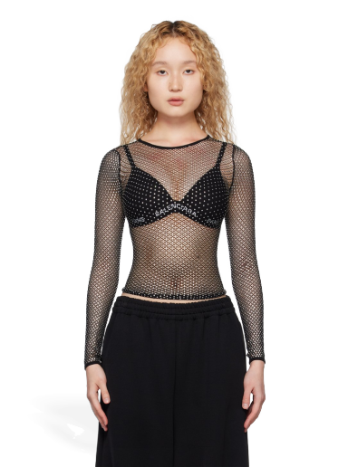 Majica kratkih rukava Balenciaga Crystal Long Sleeve Crna | 744999 3D2B4