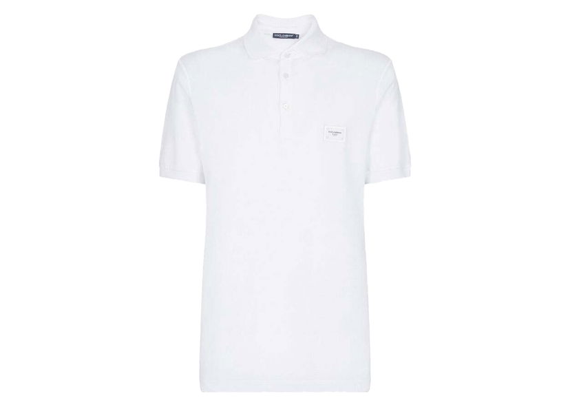 Polo majica Dolce & Gabbana Cotton Pique Branded Plate Polo Shirt White Bijela | G8KK1TFU7ENW0800