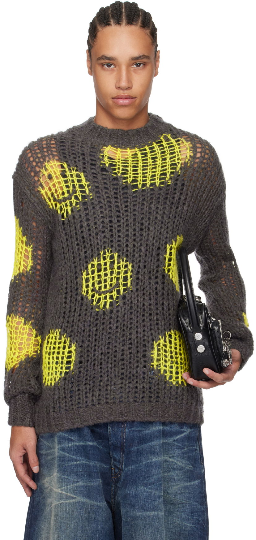 Džemper Acne Studios Acne Studios Embroidered Mohair Sweater Siva | A60576-