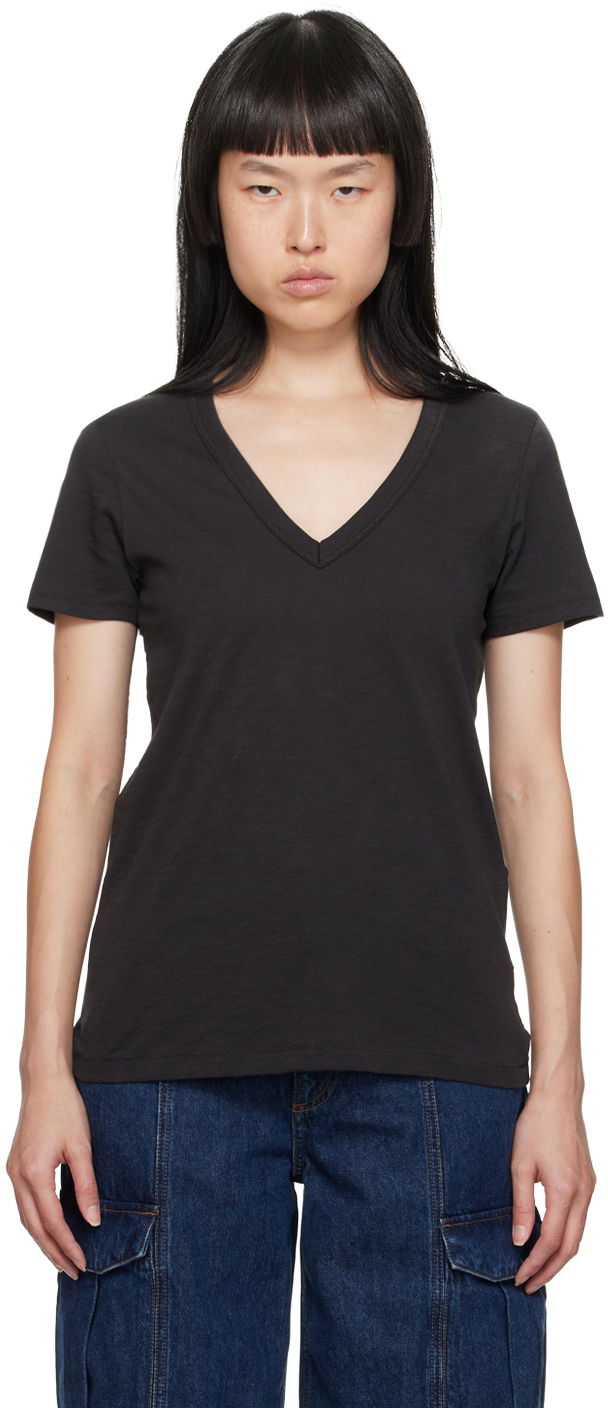Majica kratkih rukava rag & bone Rag & Bone 'The Slub' V-Neck T-Shirt Crna | W272C34CH