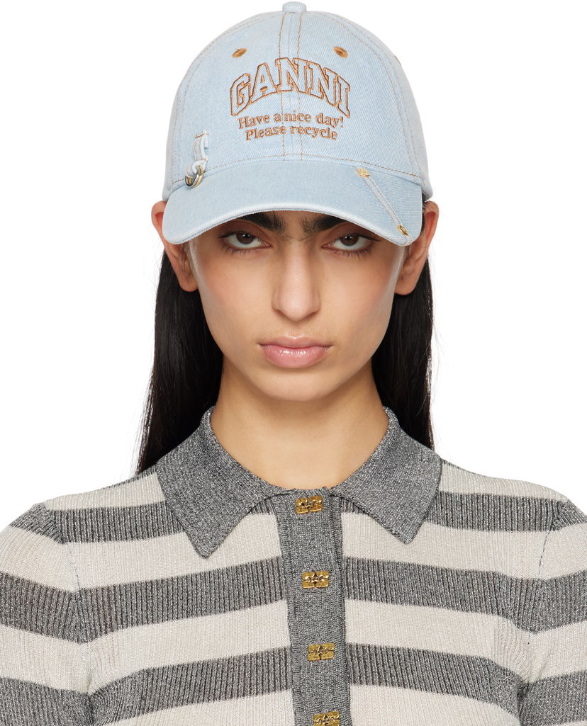 Kapa GANNI GANNI Denim Baseball Cap Plava | A6563