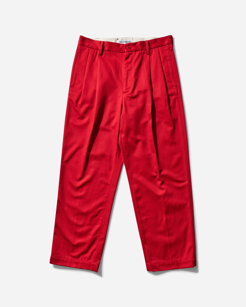 Hlače WACKO MARIA Double Pleated Chino Trousers Crvena | 25SS-WMP-PT13 RED