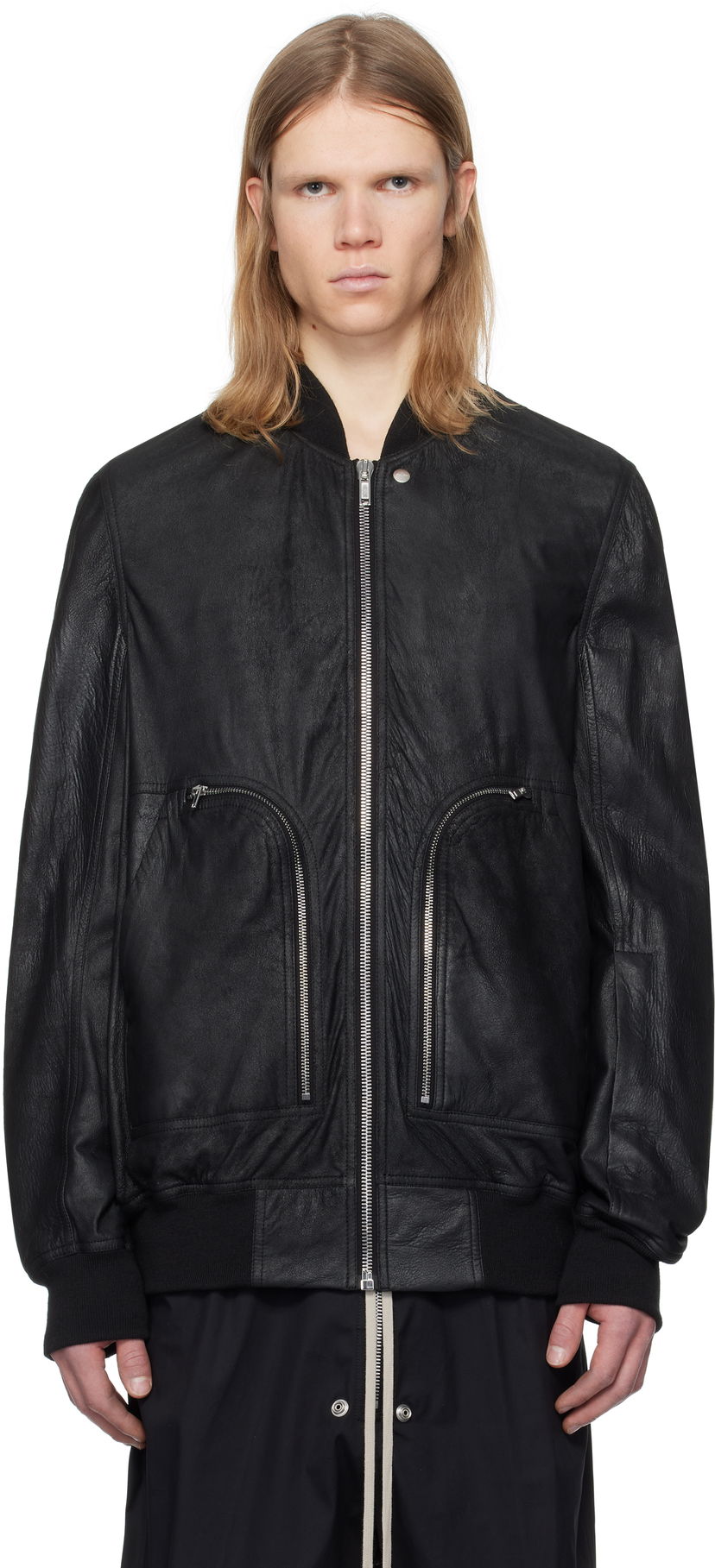 Bomber jakna Rick Owens Rick Owens Hollywood Flight Leather Jacket Crna | RU01E5771 LBA