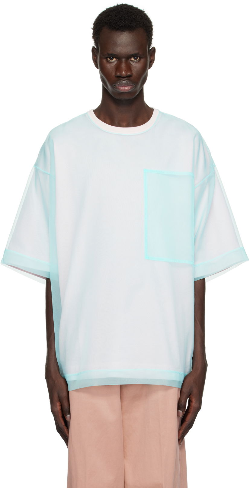 Majica kratkih rukava Dries Van Noten Dries Van Noten Layered Organza T-Shirt Plava | 251-021120-1603