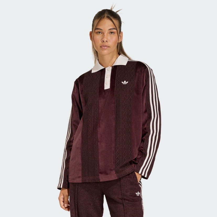 Polo majica adidas Performance adidas Originals Winterized Long Sleeve Polo Tamnocrvena | KS7795