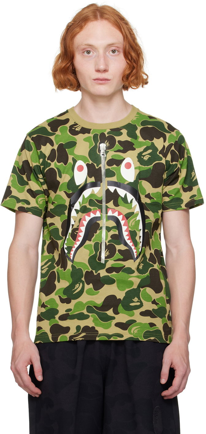 Majica kratkih rukava BAPE Green ABC Camo Shark T-Shirt Zelena | 001CSK301004M
