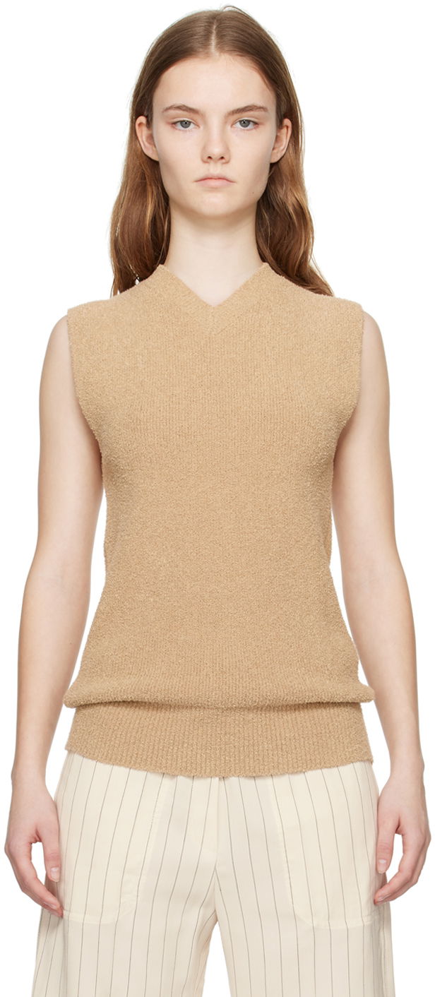 Džemper TOTEME TOTEME V-Neck Tank Top Bež | 242-WRT2210-YA0043