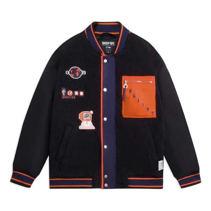 Bomber jakna Li-Ning Graphic Baseball Jacket Crna | AFDSA73-2