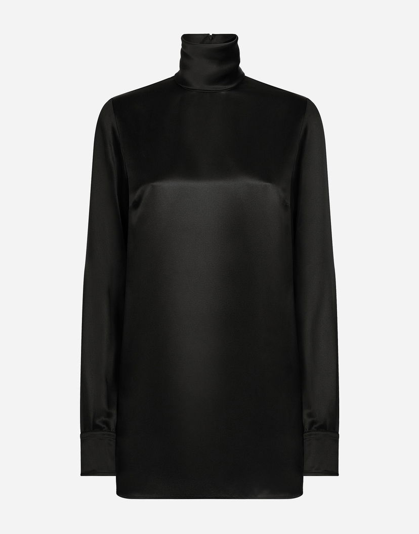 Košulja Dolce & Gabbana Silk Satin Blouse Crna | F7AI0TFU1AUN0000