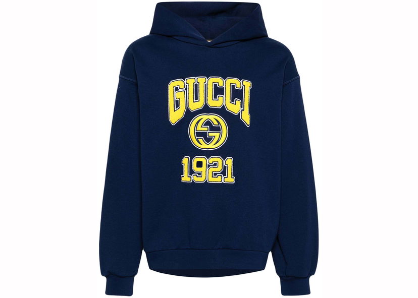 Dukserice Gucci Embroidery Logo Hoodie Navy Blue Tamnoplava | 770842 XJF3O