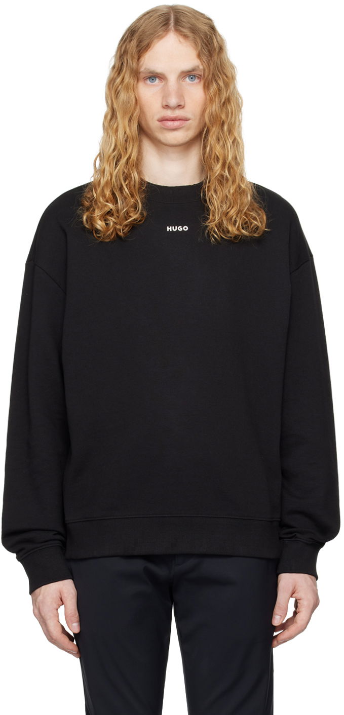 Džemper BOSS Cotton-Terry Logo Sweater Crna | 50525892