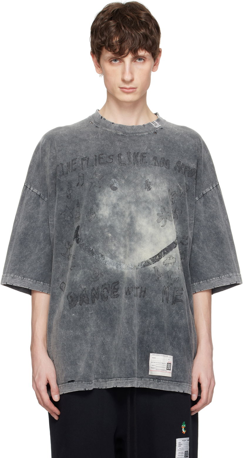 Majica kratkih rukava Maison MIHARA YASUHIRO Maison MIHARA YASUHIRO Bleached Smily Face Print T-Shirt Siva | A14TS622