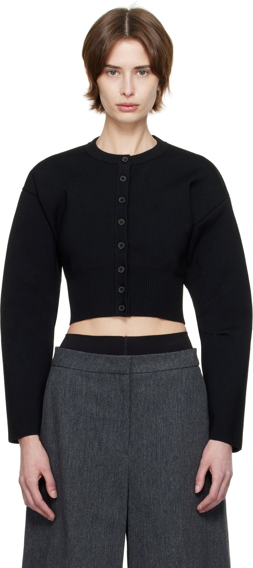 Džemper WARDROBE.NYC WARDROBE.NYC Matte Cropped Cardigan Crna | W1096F24MV