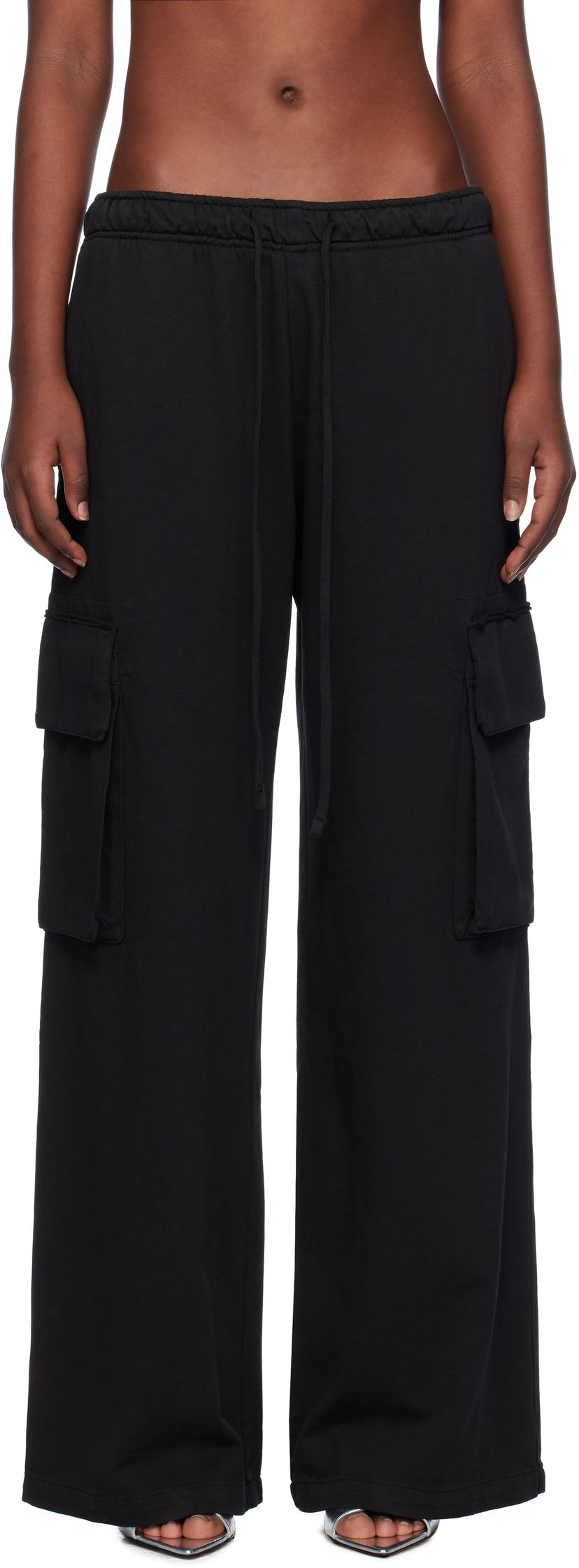 Cargo hlače Palm Angels Cargo Pants Drawstring Crna | PWCF016F24FAB0021010