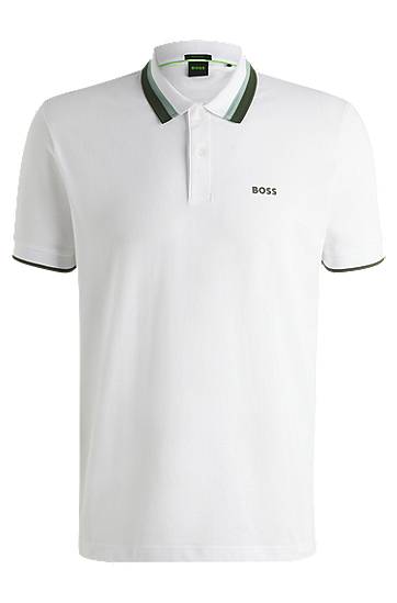 Polo majica BOSS Paddy Active Polo Shirt with Contrast Stripes Bijela | 50538101