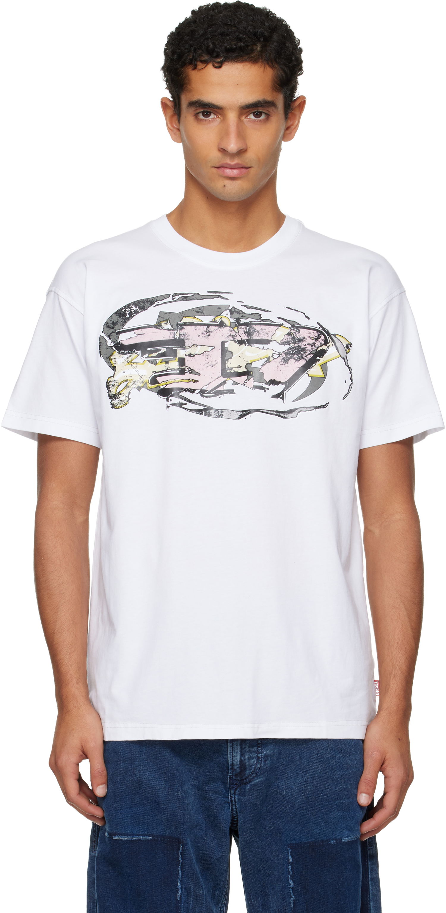 Majica kratkih rukava Diesel Short-Sleeve Crewneck Graphic Print T-shirt Bijela | A19571-0PLAT-100, 0