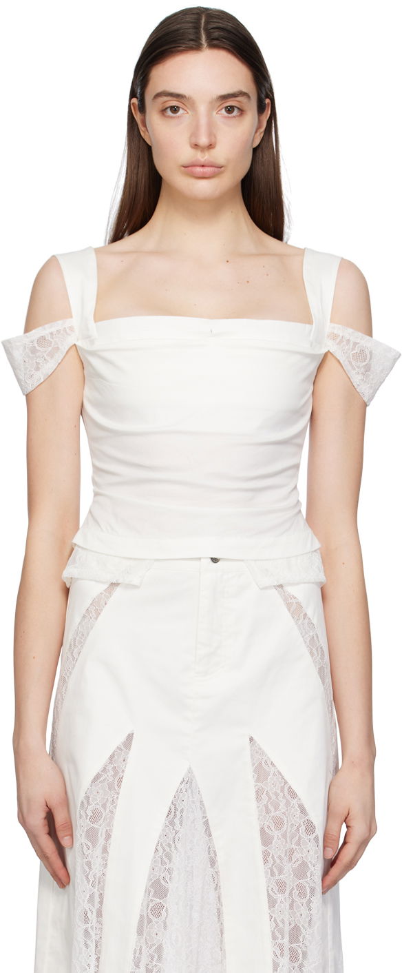 Suknja Miaou Miaou Renata Lace-Trim Tank Top Bijela | 7133SPSDOV