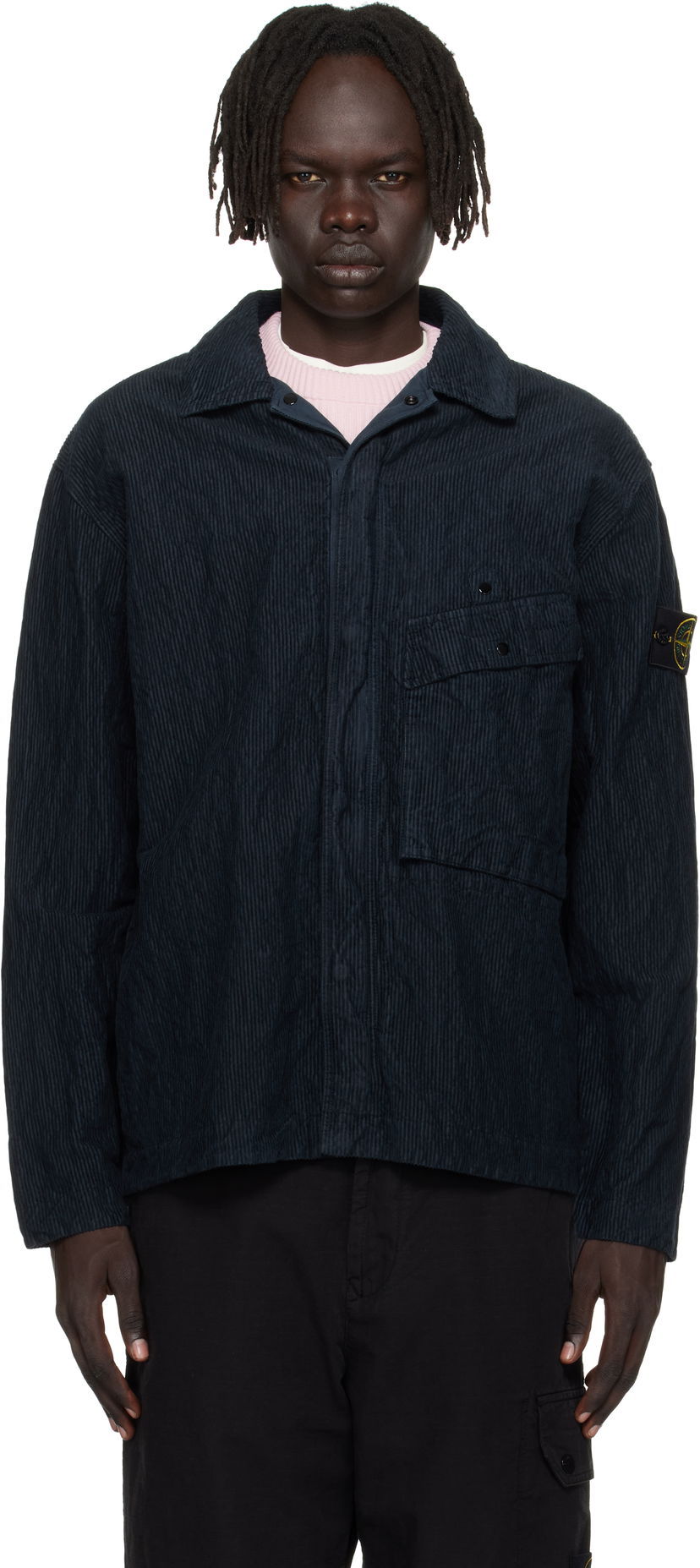 Košulja Stone Island Wrinkled Corduroy Overshirt Tamnoplava | K2S15 1200020 S0229