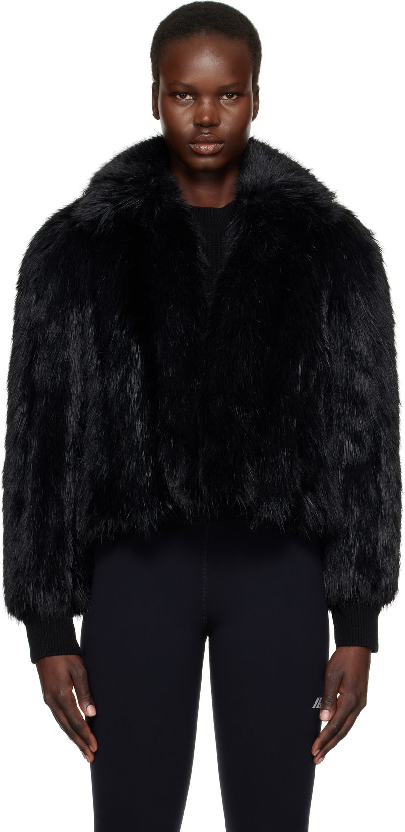 Bomber jakna Balenciaga Faux-Fur Cropped Jacket Crna | 790841 TPQ23
