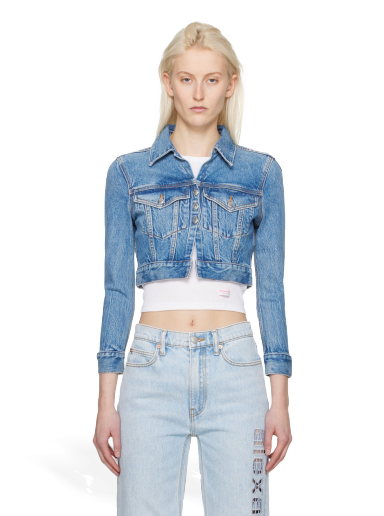 Jakna Alexander Wang Shrunken Cardi Denim Jacket Tamnoplava | 4DC1242212