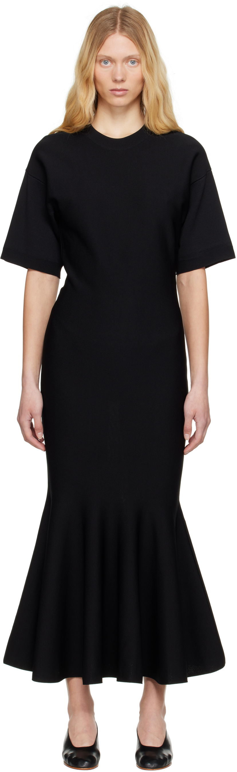 Haljina AMI AMI Paris Godet Maxi Dress Crna | FDR264.KN0064