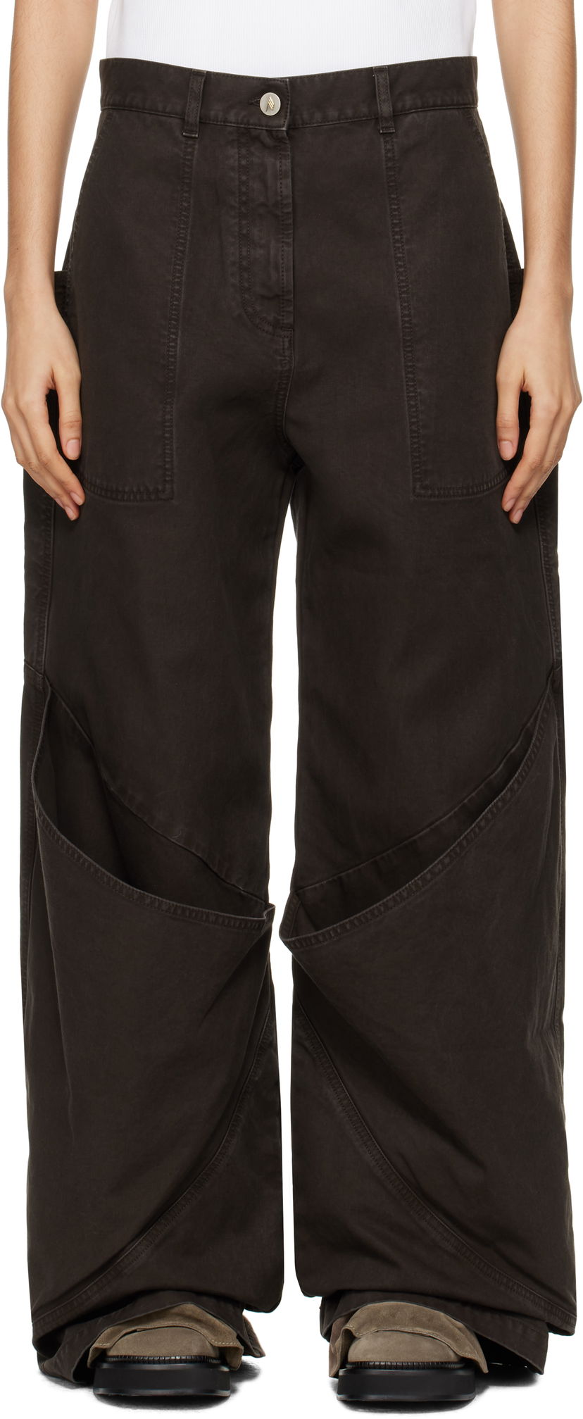 Cargo hlače The Attico The Attico Long Cargo Pants Smeđa | 250WCP00198 DDC093AA
