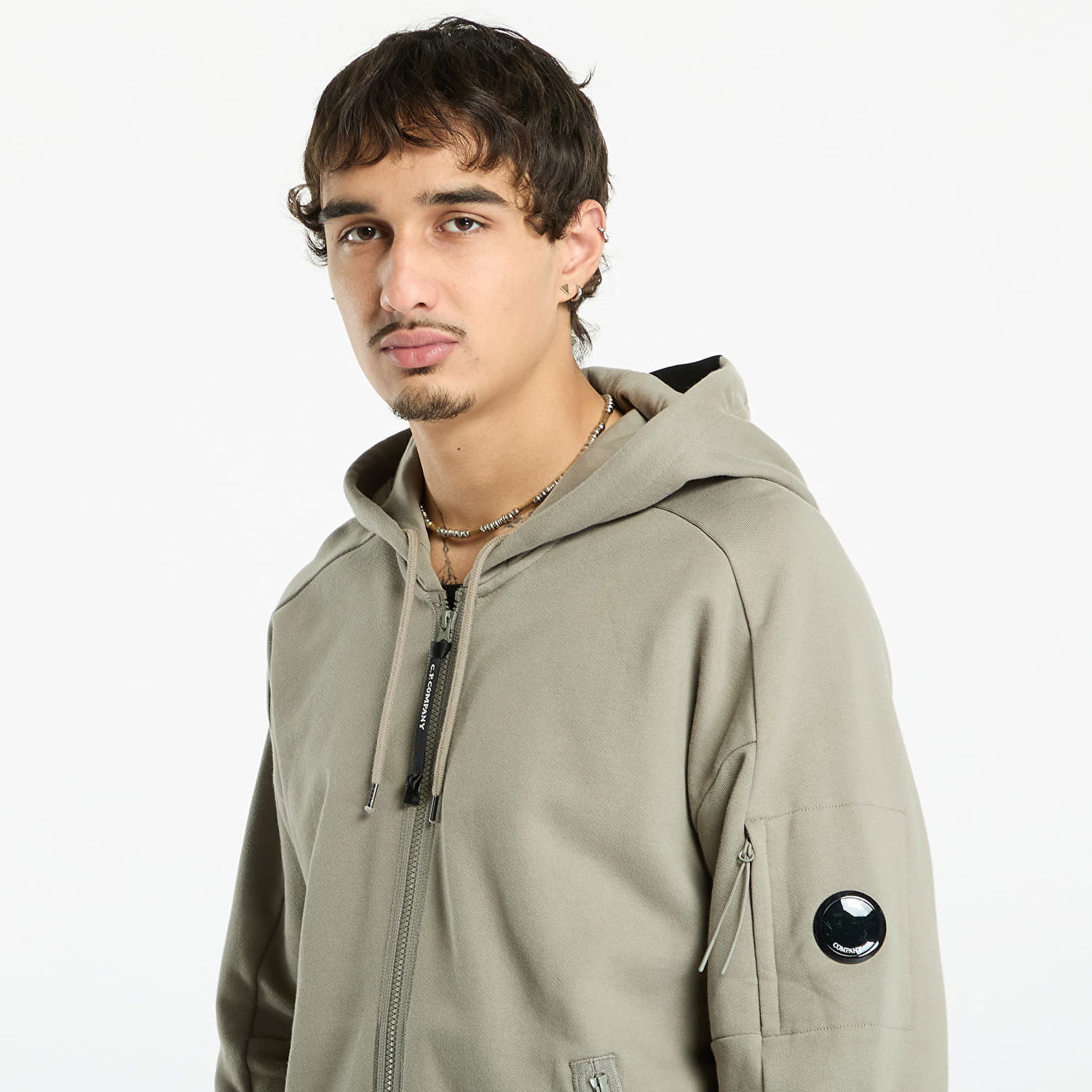 Dukserice C.P. Company C.P. Company Diagonal Raised Fleece Full Zip Hoodie Siva | 19CMSS716A005086W-356, 1