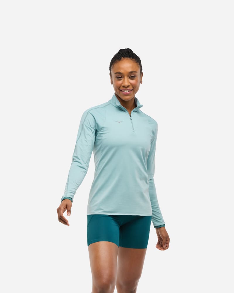 Majica kratkih rukava Hoka One One GlideTech Quarter Zip Running Pullover Top, Size L Plava | 1164155-DZY