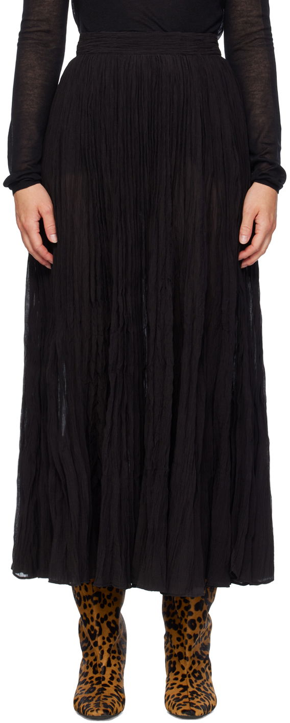 Suknja TOTEME TOTEME Women's Crinkled Plissé Maxi Skirt Crna | 243-WRB0197-FB0200