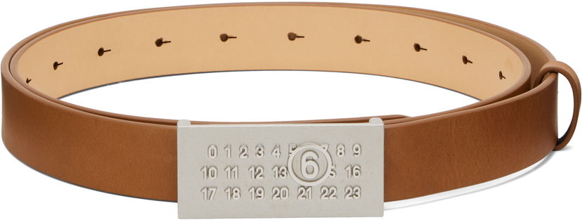 Pojasevi Maison Margiela MM6 Maison Margiela Numeric Leather Belt Smeđa | SA6TP0010P8328