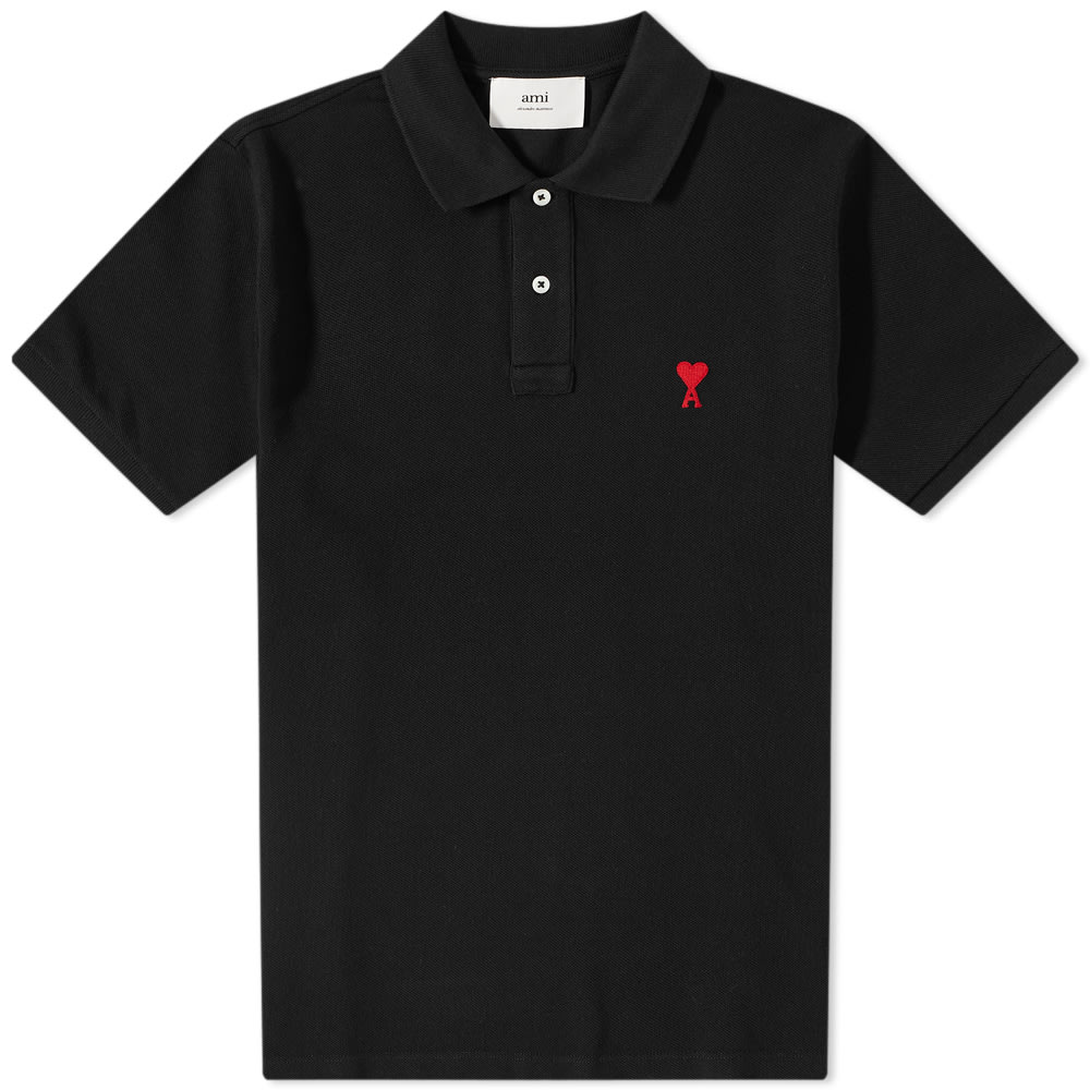 Polo majica AMI A Heart Logo Polo Tee Crna | BFHPL001-760001, 0