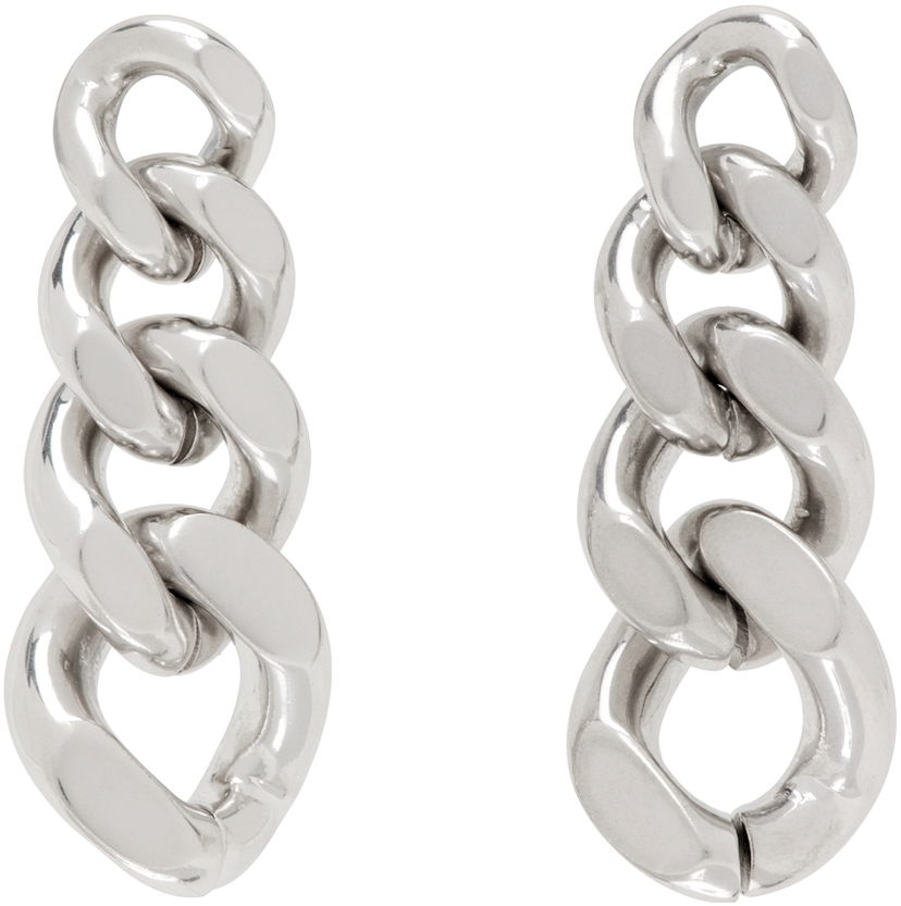 Ogrlica Jil Sander Silver Curb Chain Earrings Metalik | J30VG0060_P6959