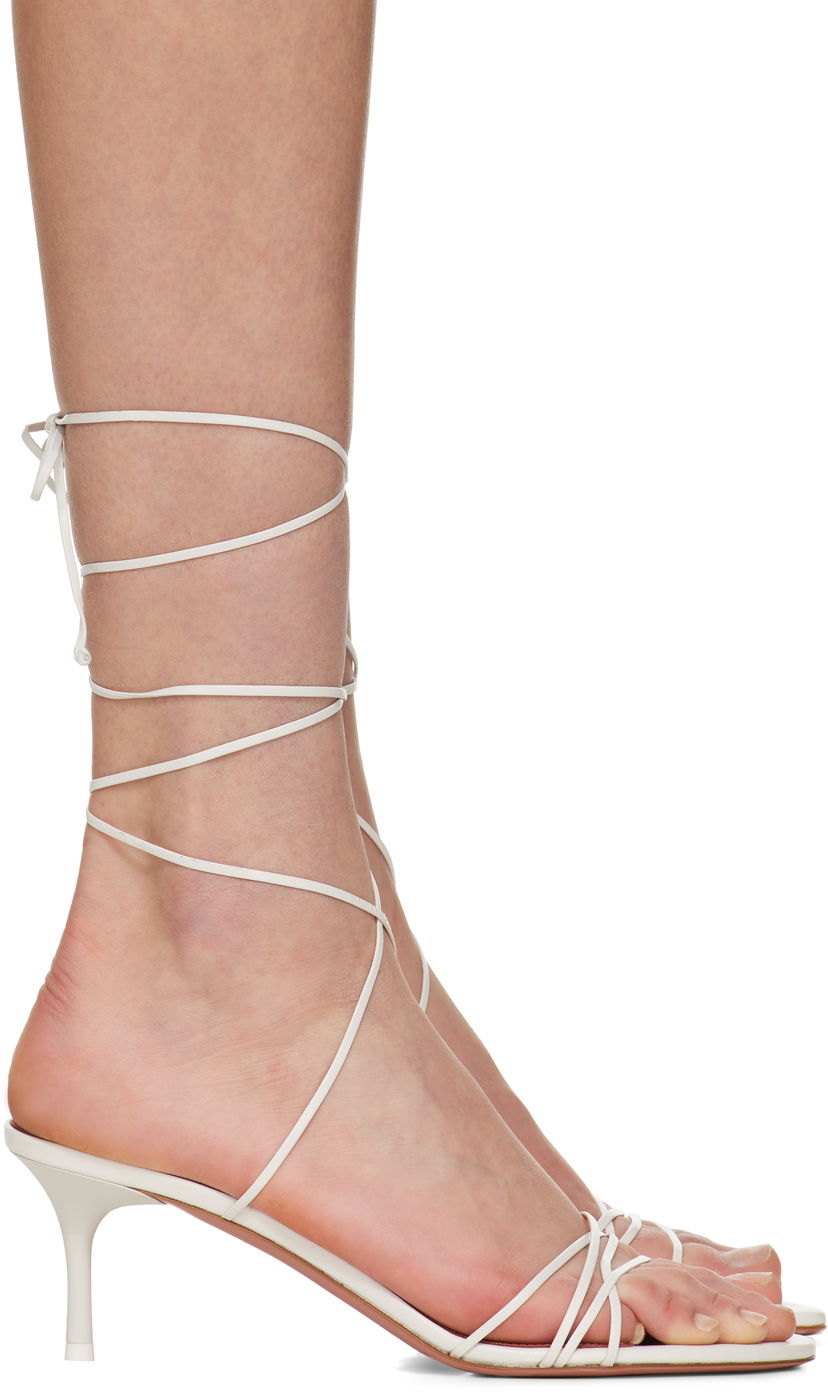 Dodaci Amina Muaddi Amina Muaddi Lori Lace Up Heeled Sandals Bijela | LORI LACE UP 60