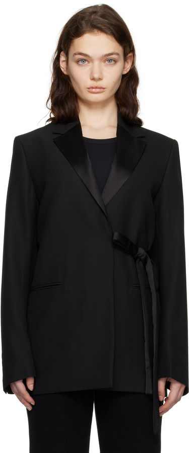 Jakna TOTEME TOTEME Satin-Lapel Wrap Blazer Crna | 251-WRZ4728-FB0026, 0