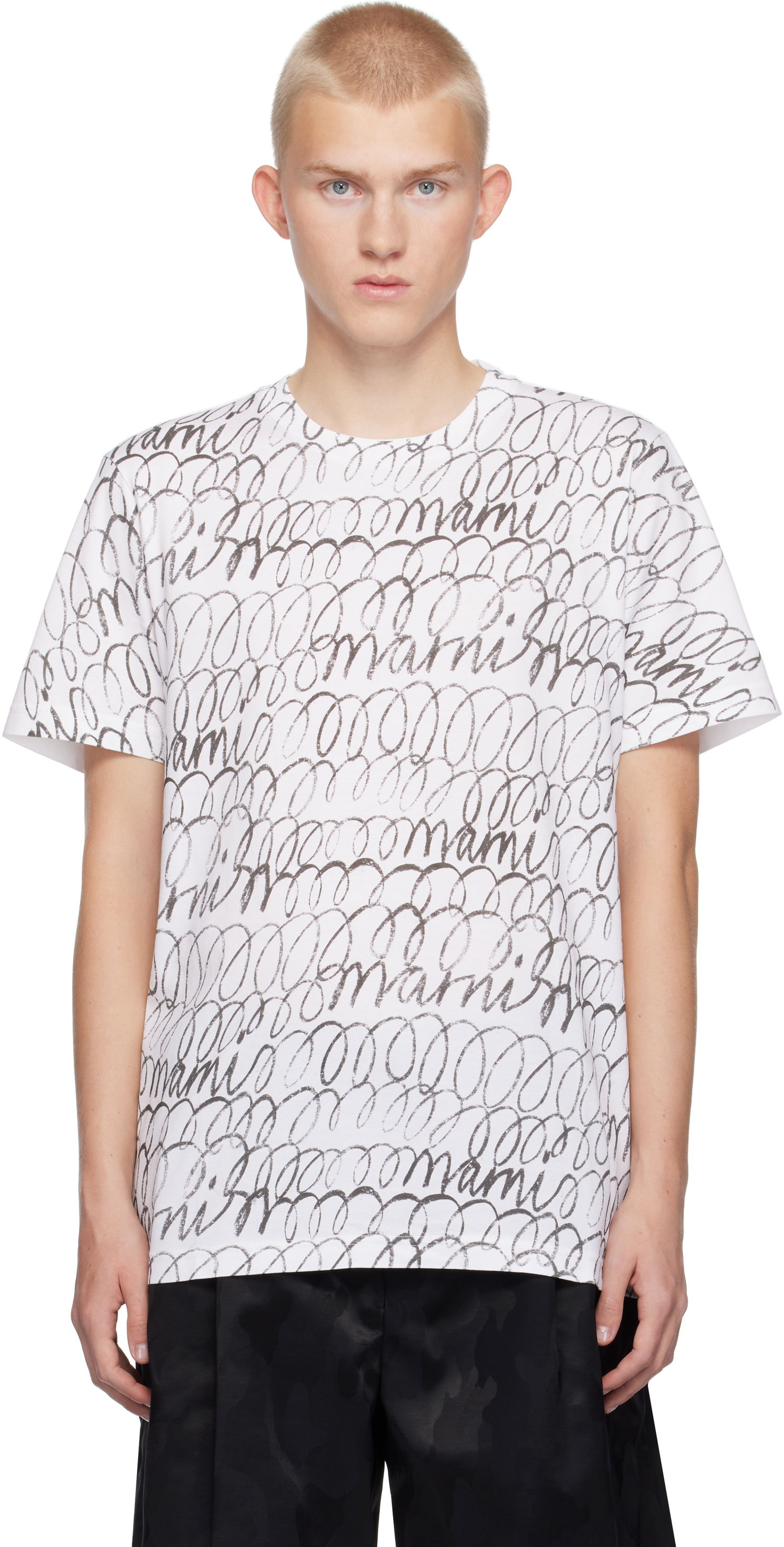 Majica kratkih rukava Marni Scribble Motif T-shirt Bijela | HUMU0198PU USCW97, 0