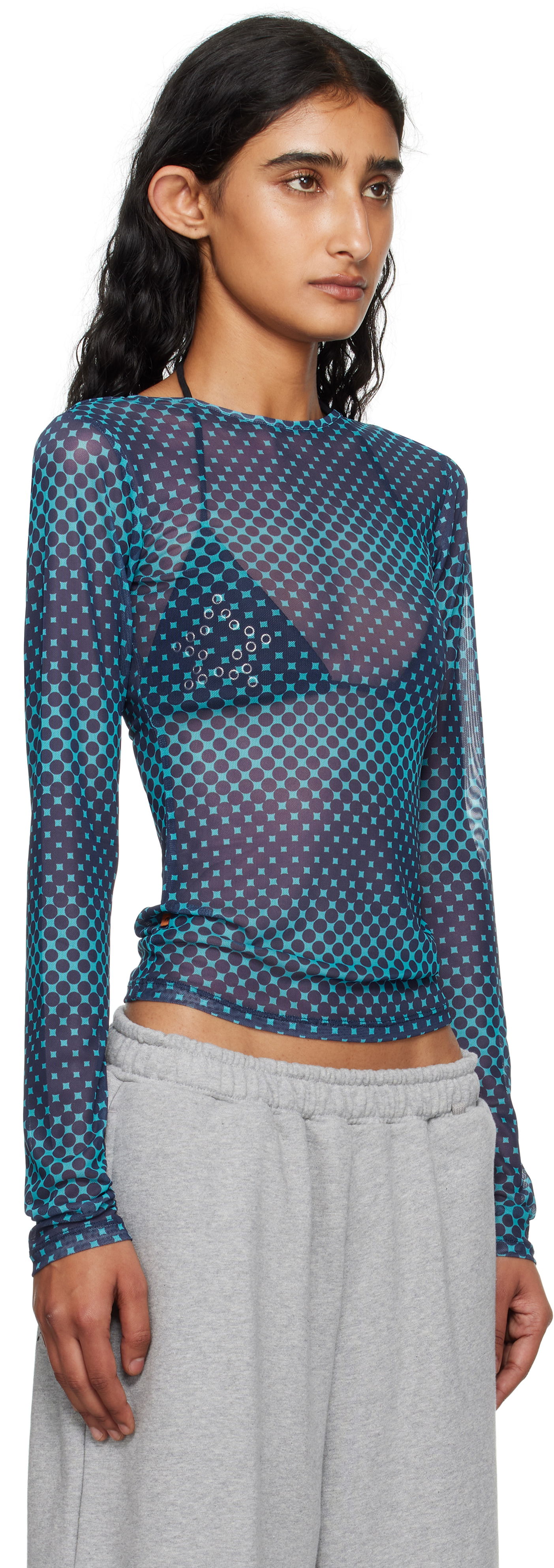 Majica kratkih rukava Miaou Miaou Long Sleeve Graphic T-Shirt Plava | 7029PM2WRP, 1