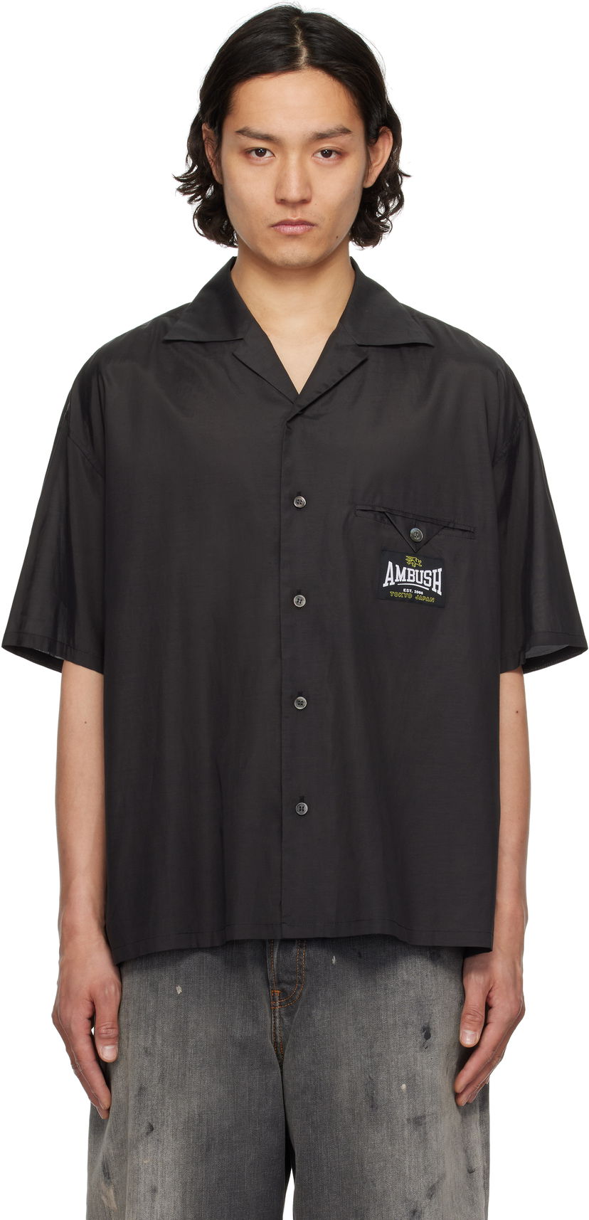 Košulja Ambush AMBUSH Satin Short Sleeve Shirt Crna | 12115311