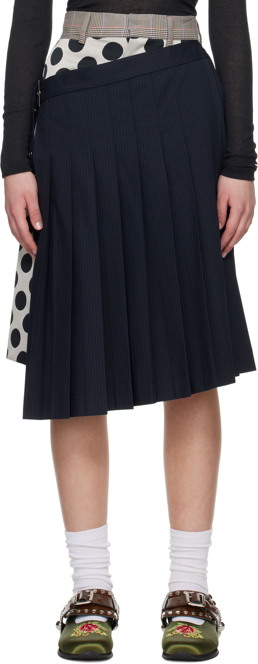 Suknja Charles Jeffrey Loverboy Charles Jeffrey LOVERBOY Waisted Pleated Asymmetrical Skort Tamnoplava | 54040402
